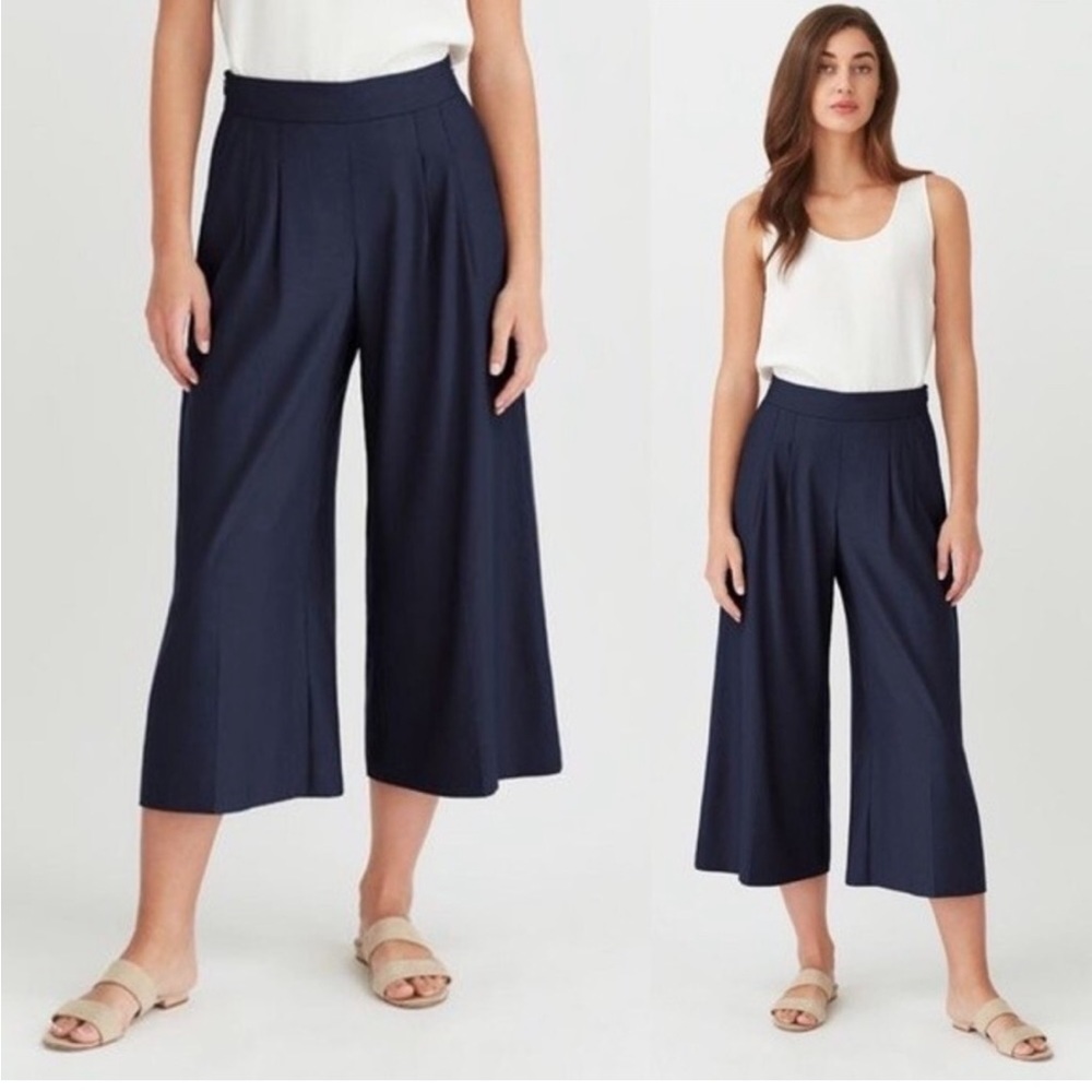Cuyana Linen Wide Leg Cropped Pant